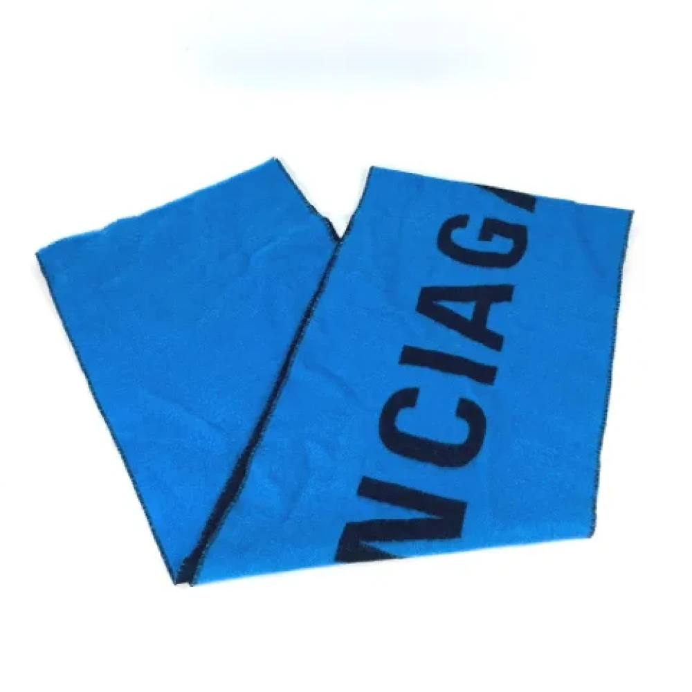 Balenciaga Vintage Pre-owned Wool scarves Blue Heren