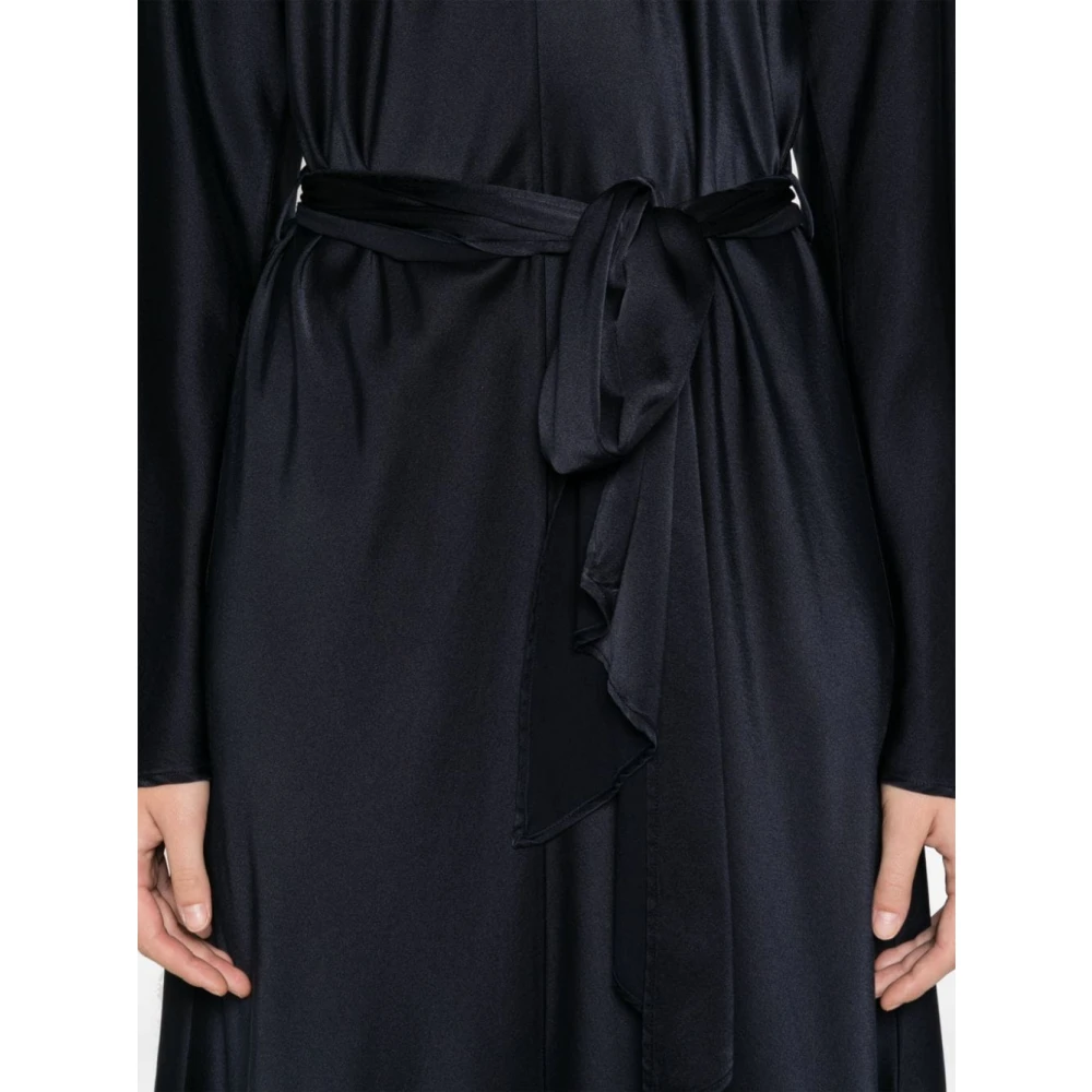 Forte Blauwe Zijden Satijnen Jurk Sleutelgat Detail Blue Dames