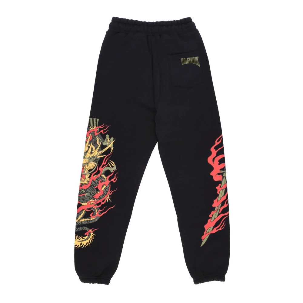 Dolly Noire Draken Sweatpants Zwart Fleece Elastisch Black Heren