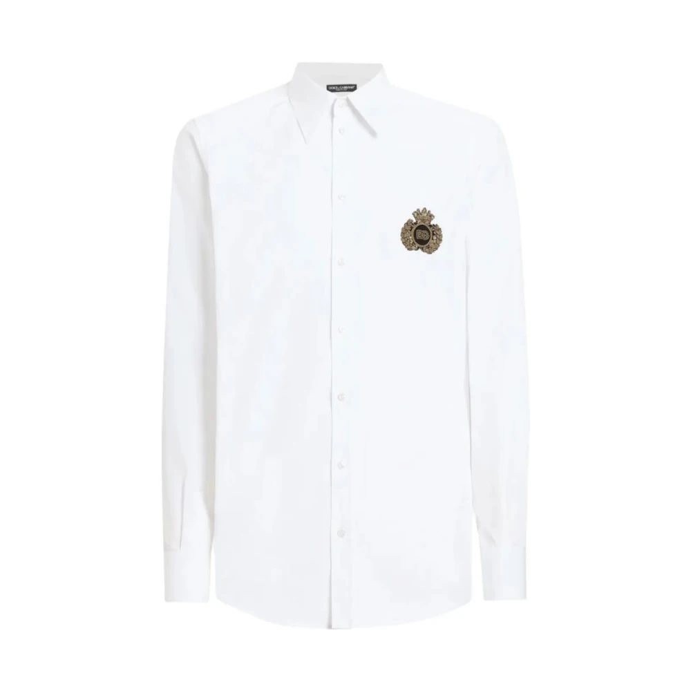 Dolce & Gabbana Men's White Logo Patch Shirt - Formal Shirts - L - Shirts