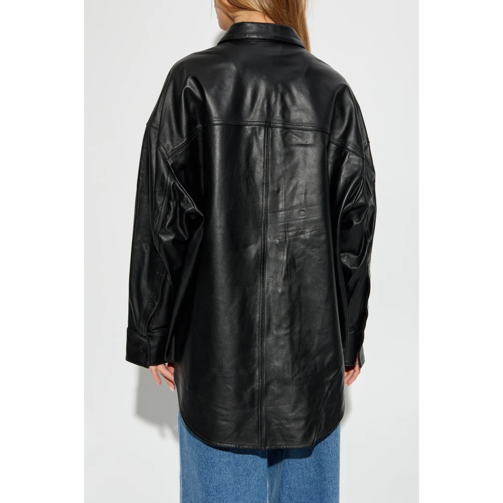 Michael Kors Leren Shirt Black Dames