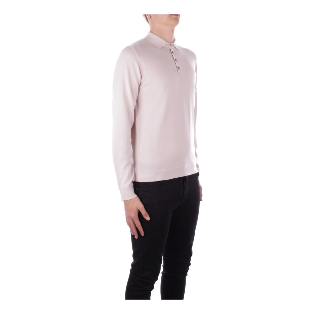 Alpha Studio Logo Front Button Polo Shirt Pink Heren