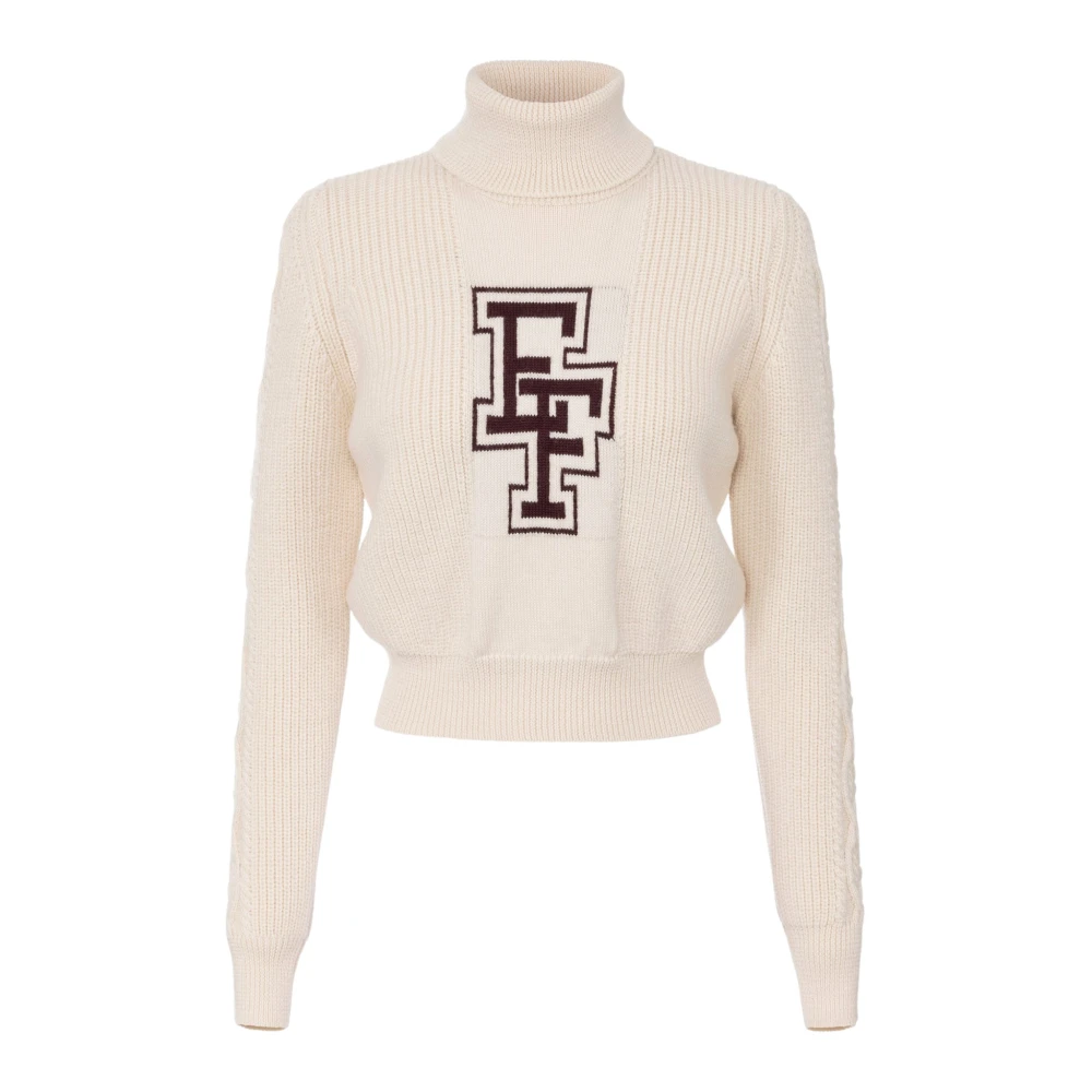 Elisabetta Franchi Stijlvolle Gebreide Top voor Vrouwen Beige Dames