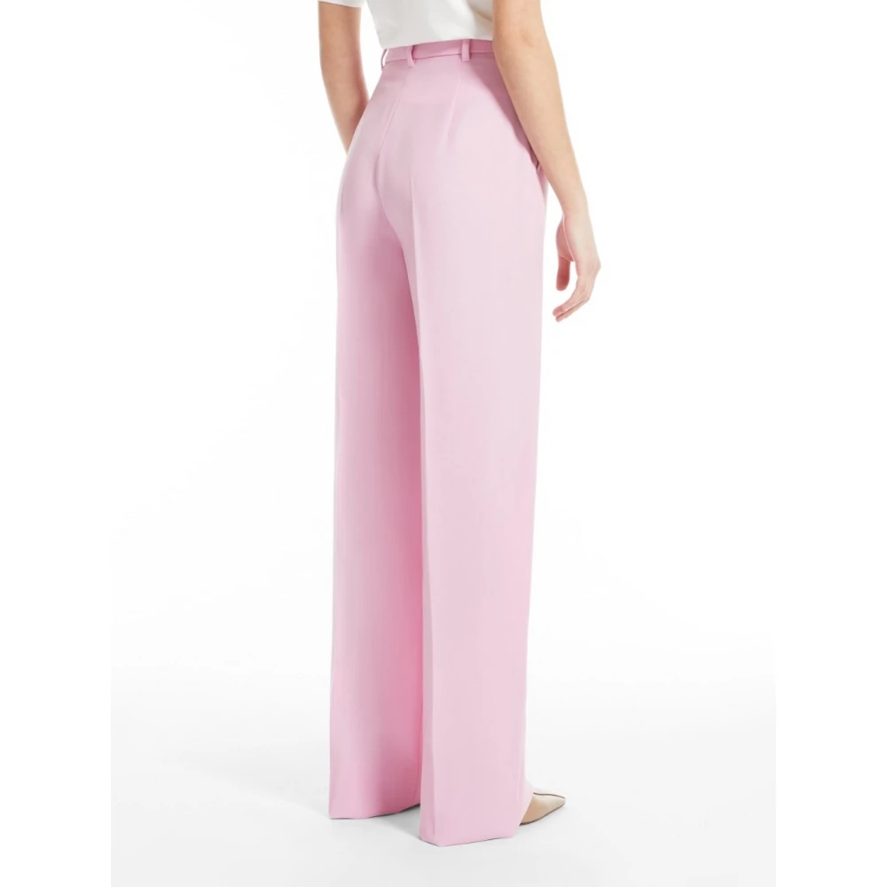 Max Mara Rechte pijp wollen satijnen broek Pink Dames