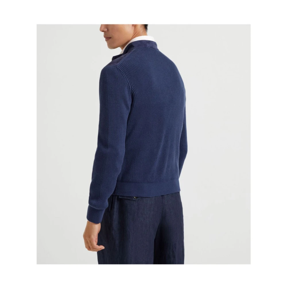 BRUNELLO CUCINELLI Middernachtblauwe Rits Bomberjack Blue Heren