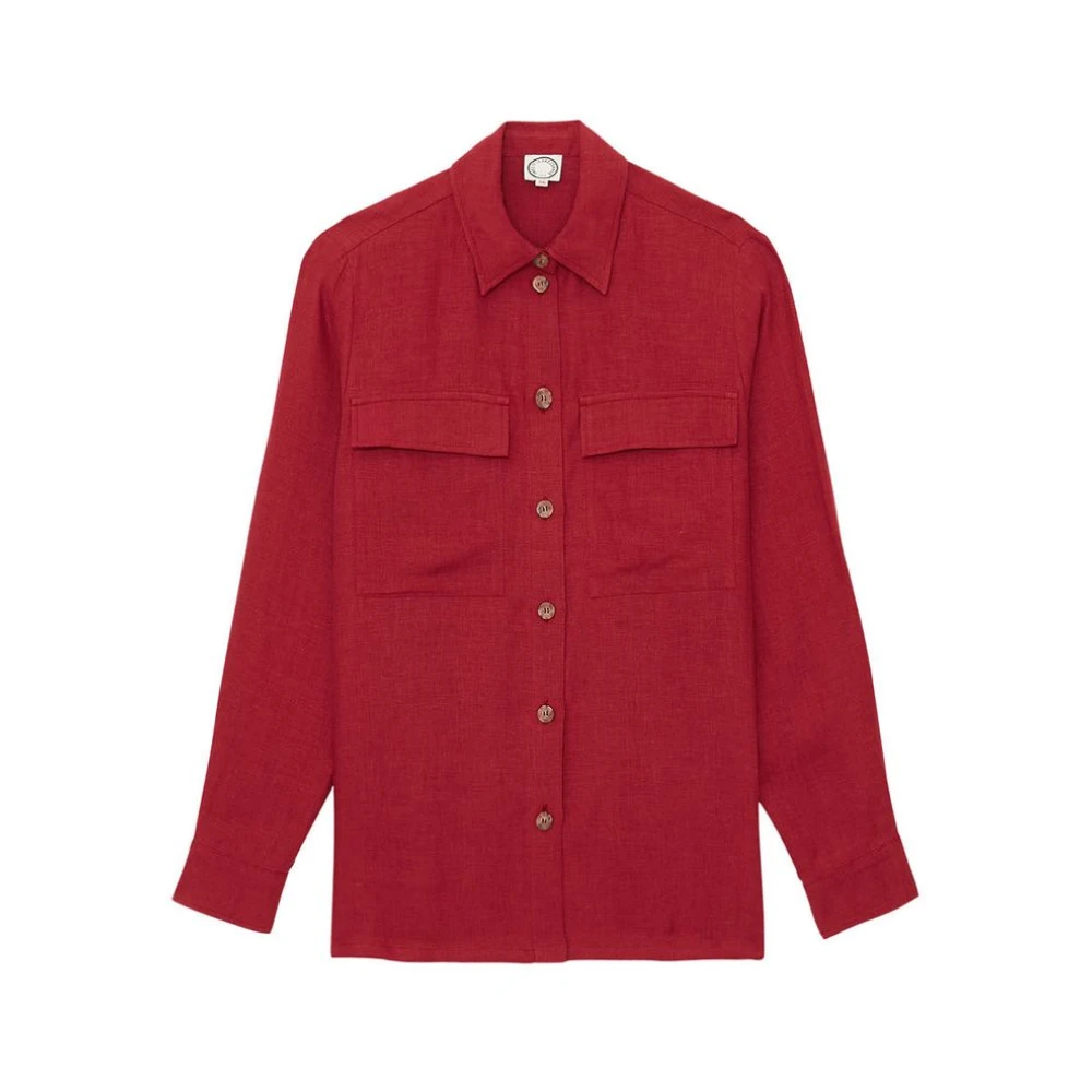 Ines De La Fressange Paris Chandler shirt in framboos linnen Pink Dames