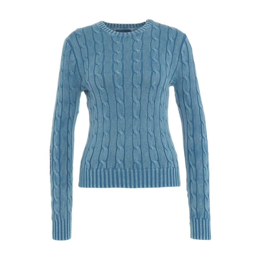 Polo Ralph Lauren Blauwe Kabeltrui met Patches Blue Dames