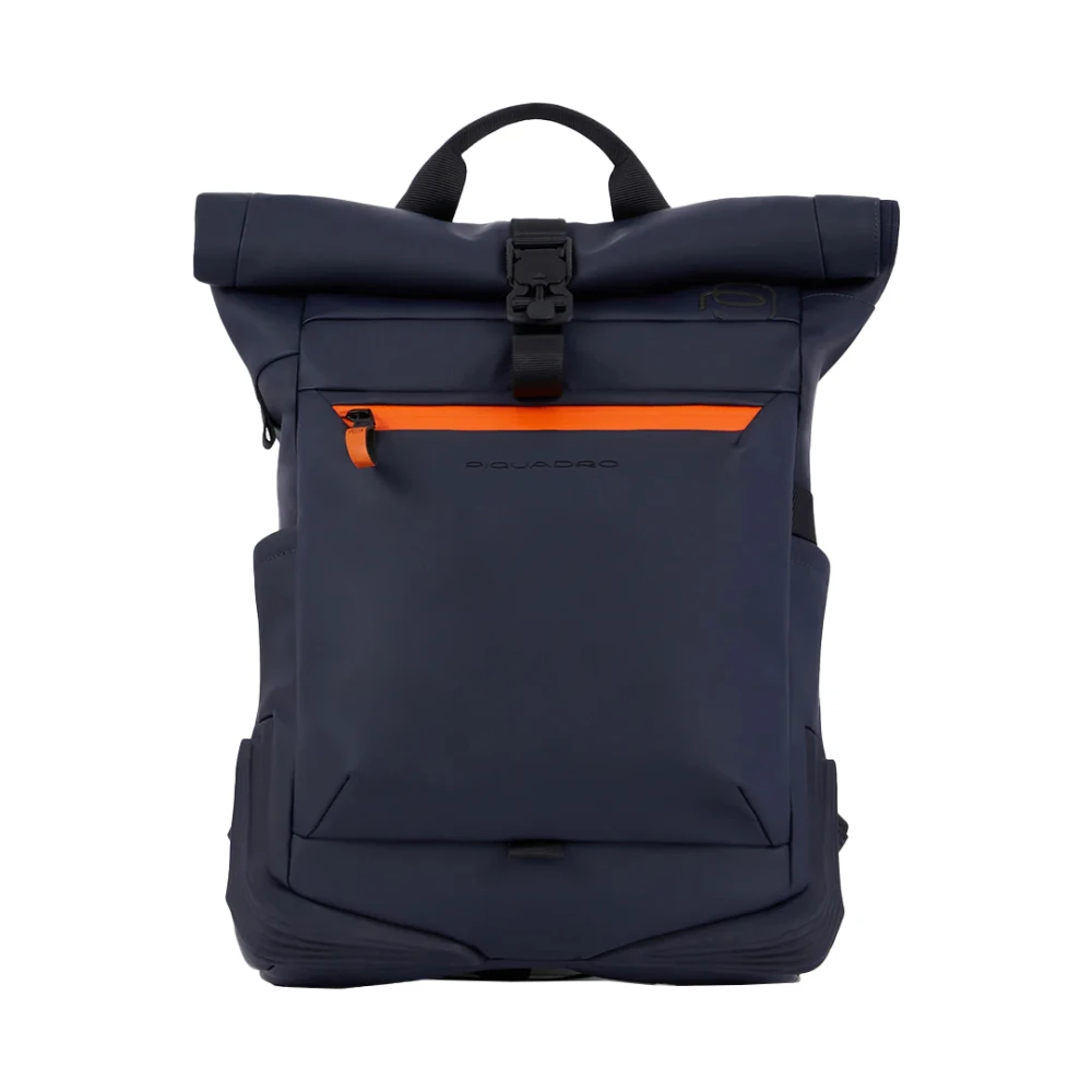 Piquadro Blå Water Resistant Roll Top Backpack For Laptop 15,6