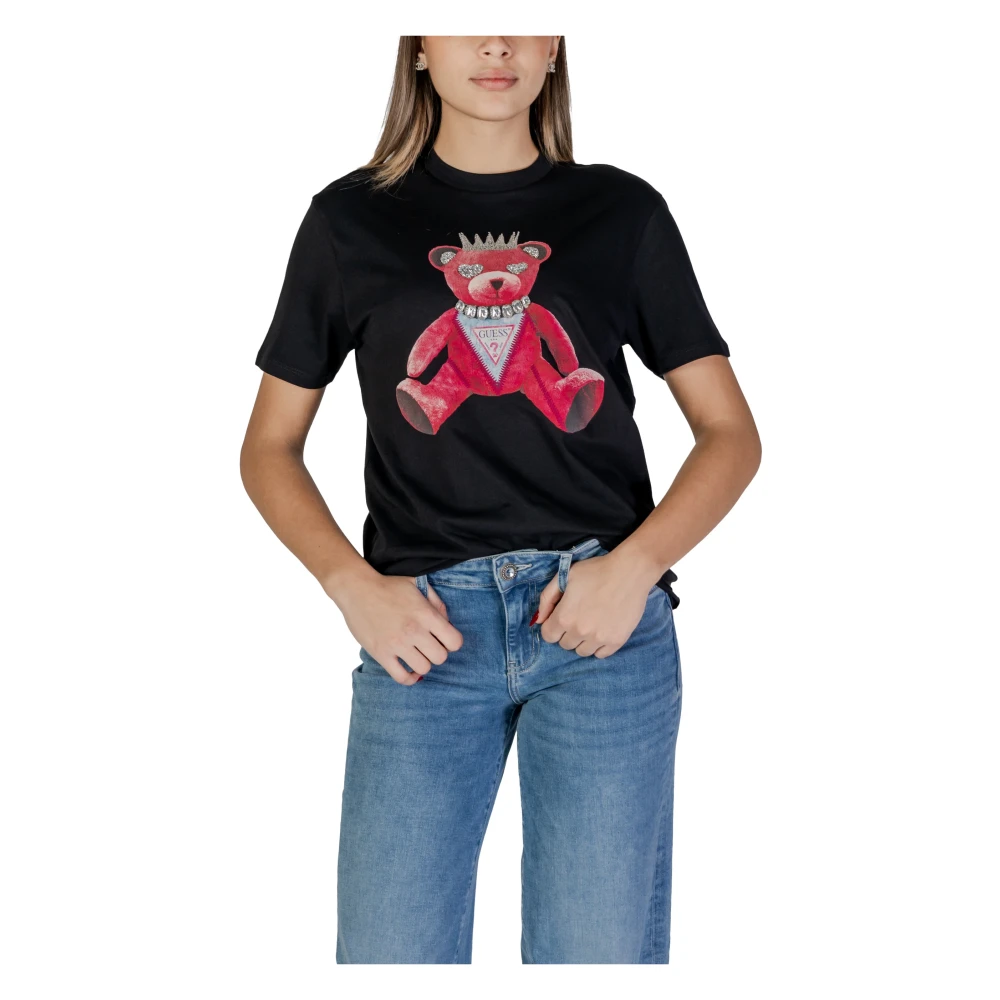 Guess Korte mouw katoenen T-shirt collectie Black Dames