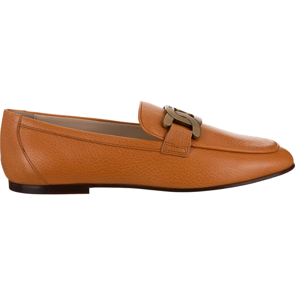 Tod's Women's Orange Chain Leather Mocins - Loafers - 3 Uk - Shoes