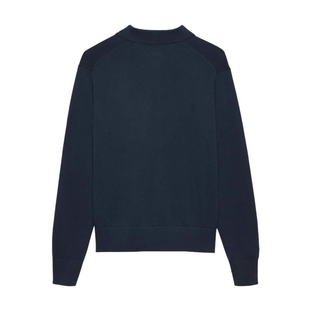 Tommy Jeans Logo Katoen Polo Sweater Klassiek Blue Heren