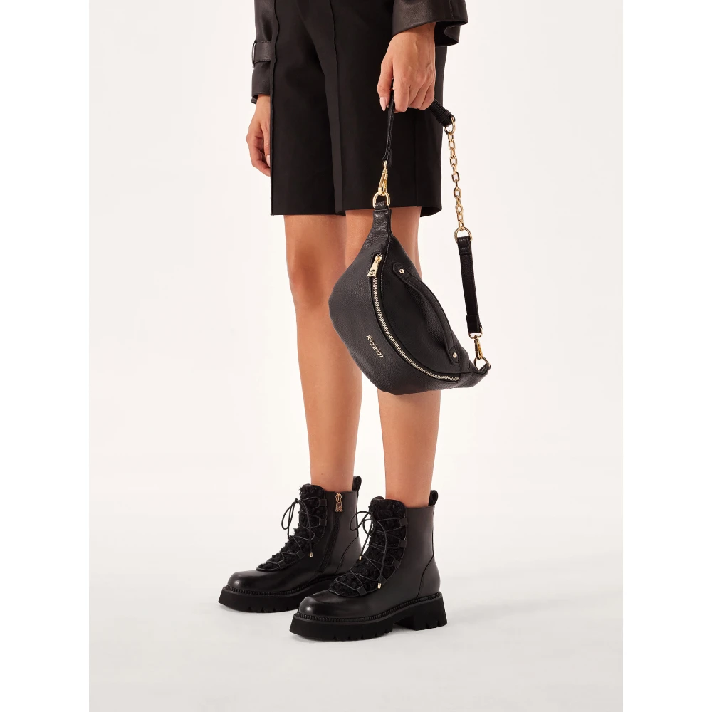 Kazar Leren heuptas in zwart met gouden hardware Black Dames