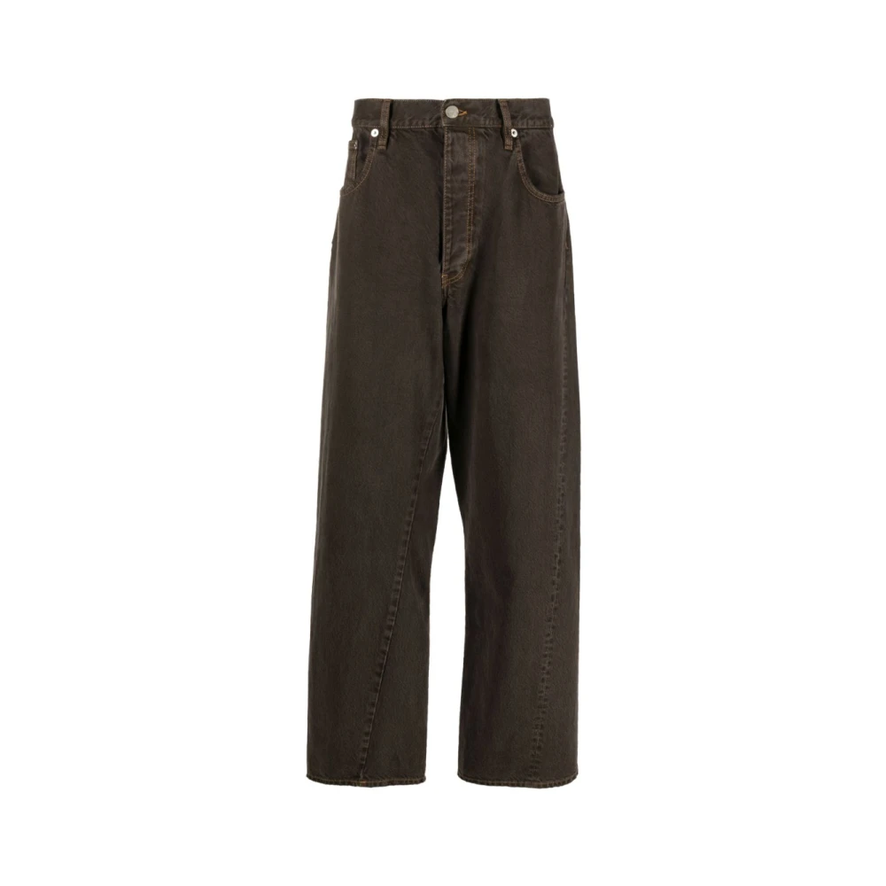 Sunflower Twisted Wide Leg Cotton Jeans Brown Heren
