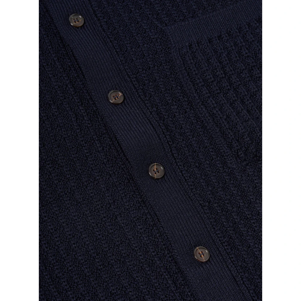 Universal Works Navy Merino Gebreid Jack Blue Heren