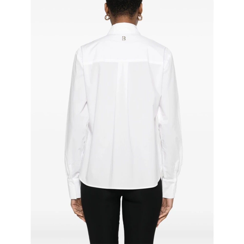 Blugirl Witte overhemd met knoopmanchet en gebogen zoom White Dames