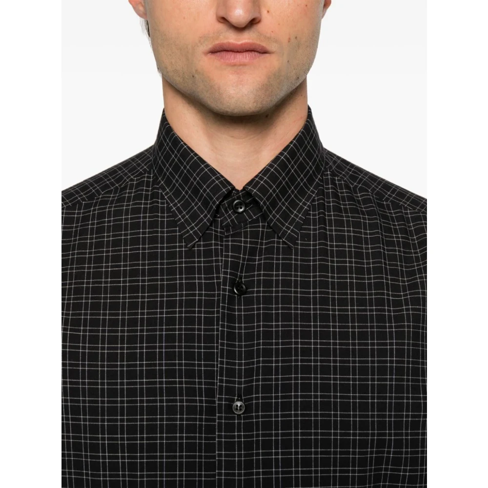 Brioni Geruite Katoen-Kasjmier Overhemd Black Heren