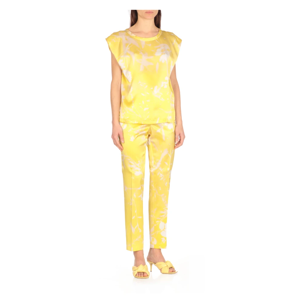 Fabiana Filippi Gele Zijden Mouwloze Crew Neck Top Yellow Dames