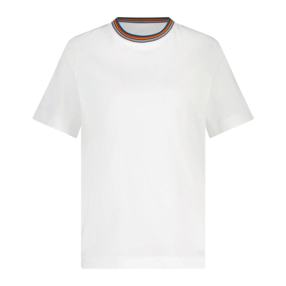 PS By Paul Smith Comfortabel Katoenen T-Shirt met Gestreepte Kraag White Heren