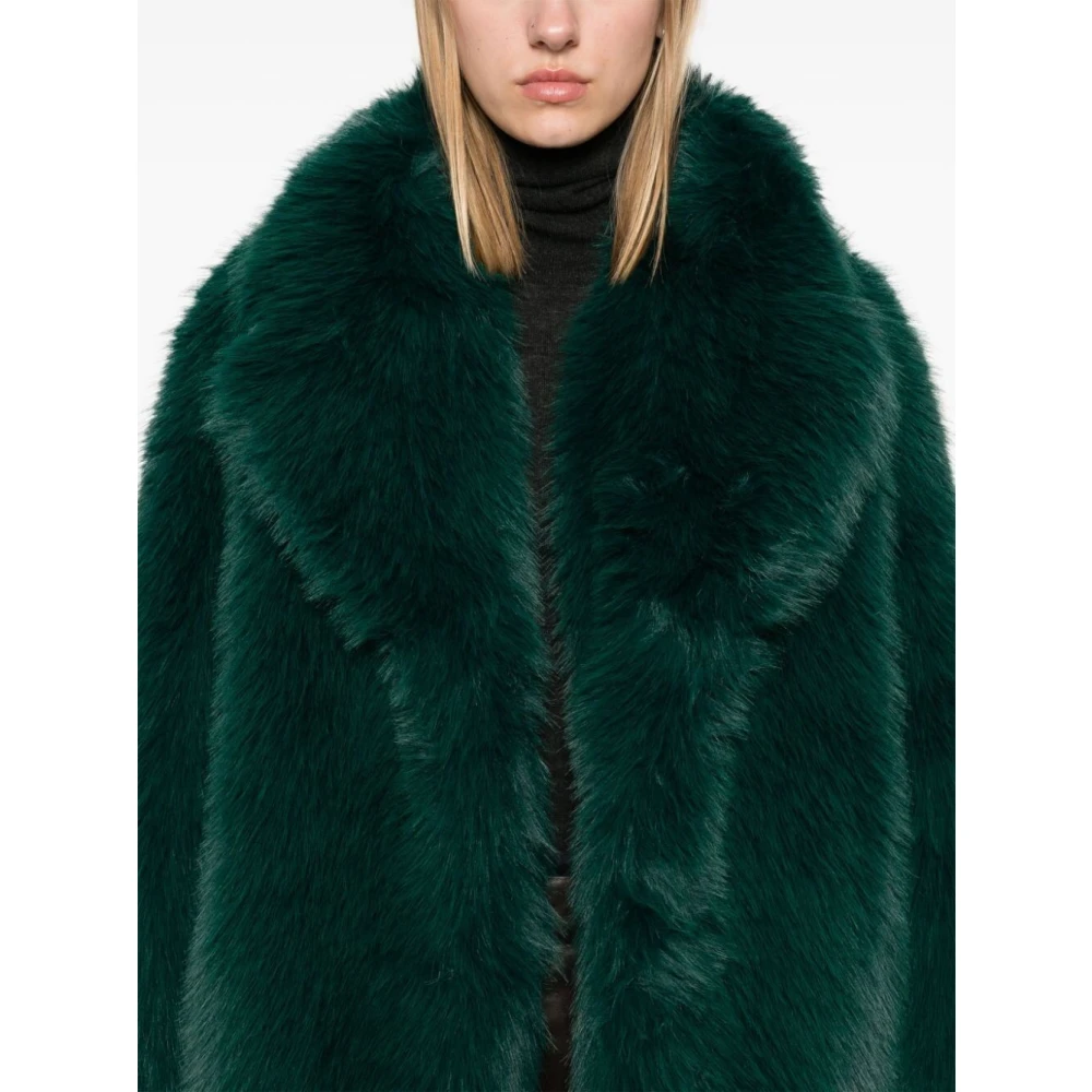 Stand Studio Faux Fur Hunter Jas Zwart Teal Green Dames