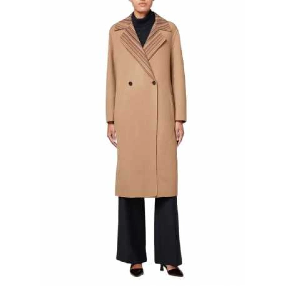 Paul Smith Omkeerbare Kamelen Bayadère Wollen Jas Brown Dames