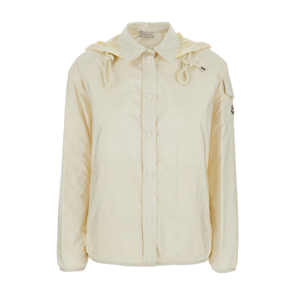 Moncler Witte donsjas met logopatch White Dames