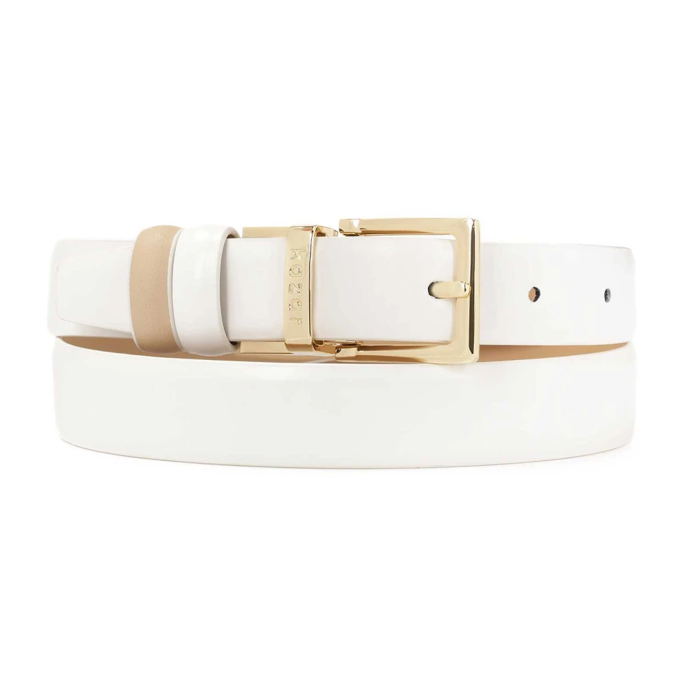 Kazar Monogram leren smalle riem White Dames