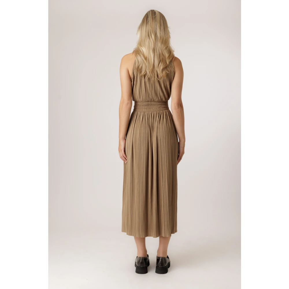 Samsøe Geplooide Haltertop Midi Jurk Brown Dames