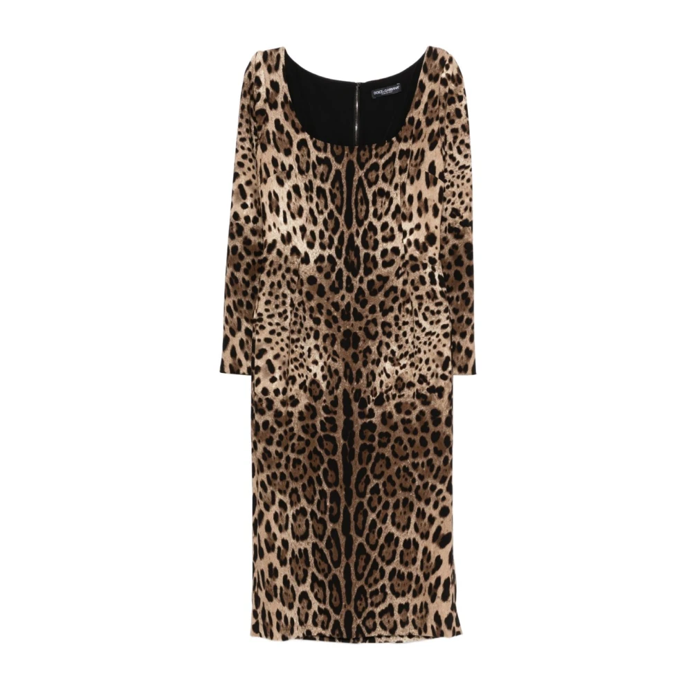 Dolce & Gabbana Brown Midi Dresses, Female, L, Dresses