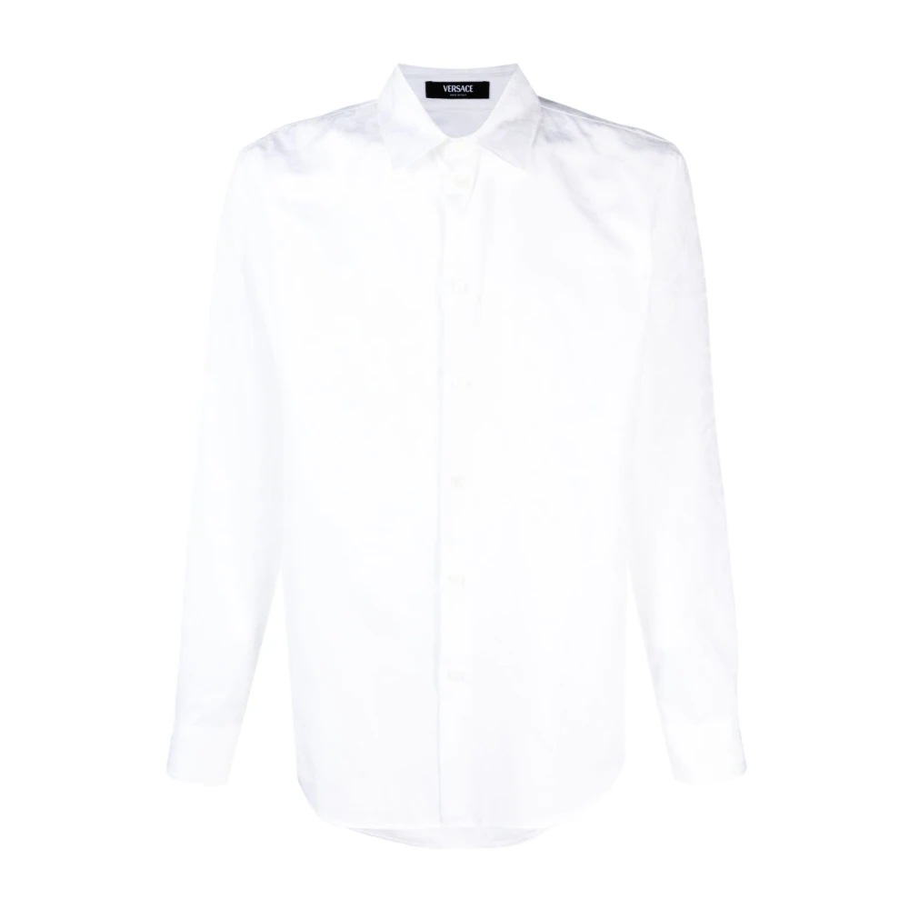 Versace Witte Jacquard Klassieke Overhemd White Heren