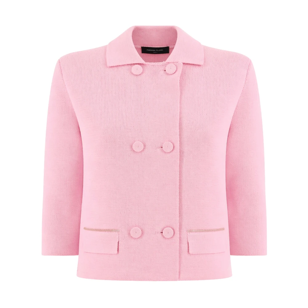 Fabiana Filippi Pink Light Jackets, Female, Xs, Double-Breasted Jacket