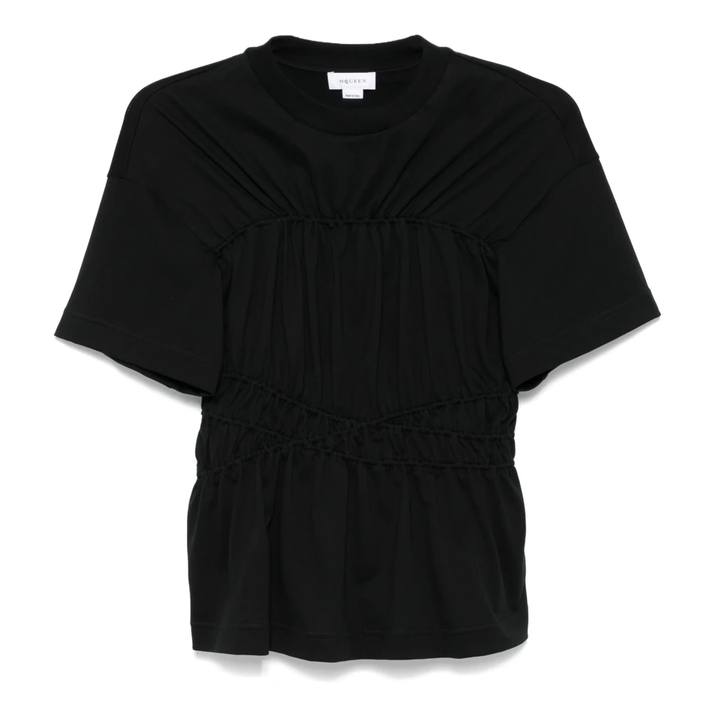 Alexander mcqueen Zwarte Jersey T-shirt met Ronde Hals Black Dames