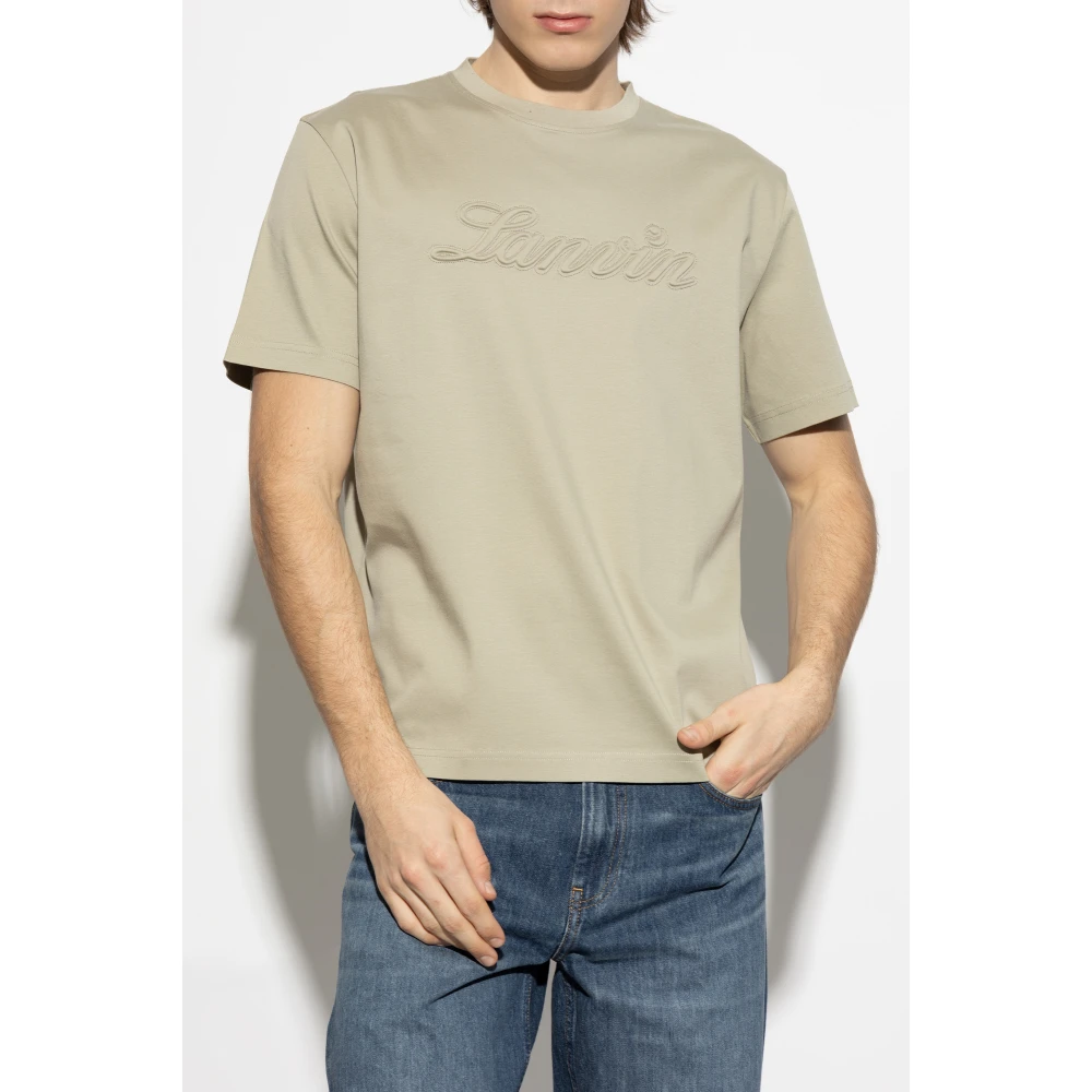 Lanvin T-shirt met reliëf logo Green Heren