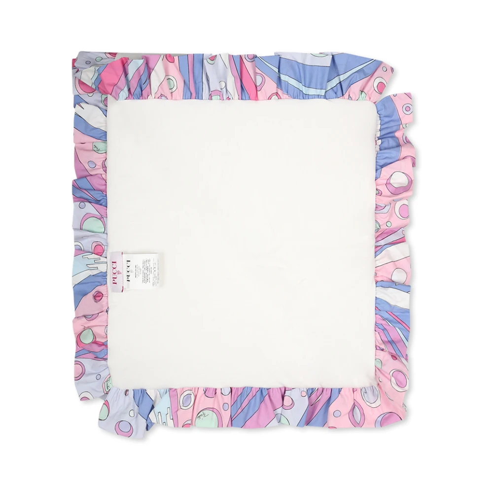 EMILIO PUCCI Gerimpeld wit deken met geborduurd logo White Unisex