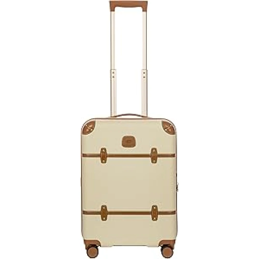 Bric's Luxe Spinner Koffer met Leren Afwerking Beige Unisex