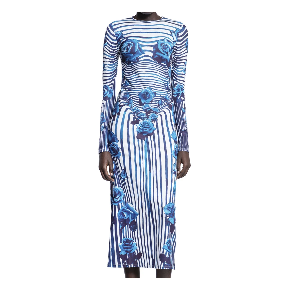 Jean Paul Gaultier Bloemenlichaamsmorfende lange mouw jurk Multicolor Dames