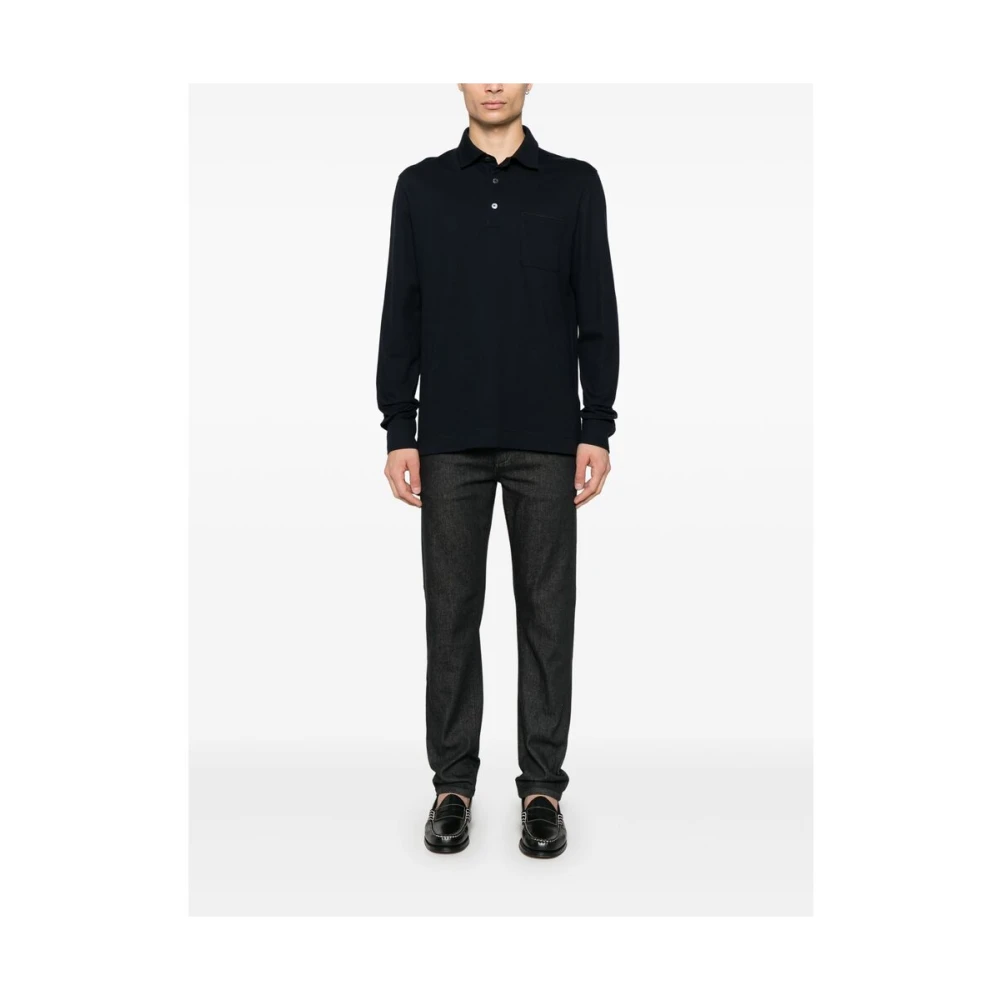 Ermenegildo Zegna Midnight Blue Polo Sweater Blue Heren