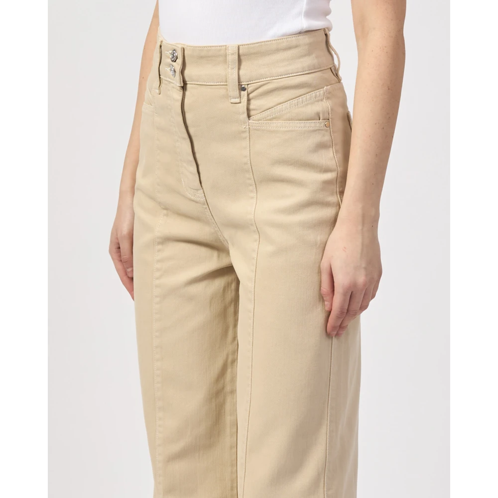 Hugo Boss Beige Casual Broek met Dubbele Knoop Beige Dames