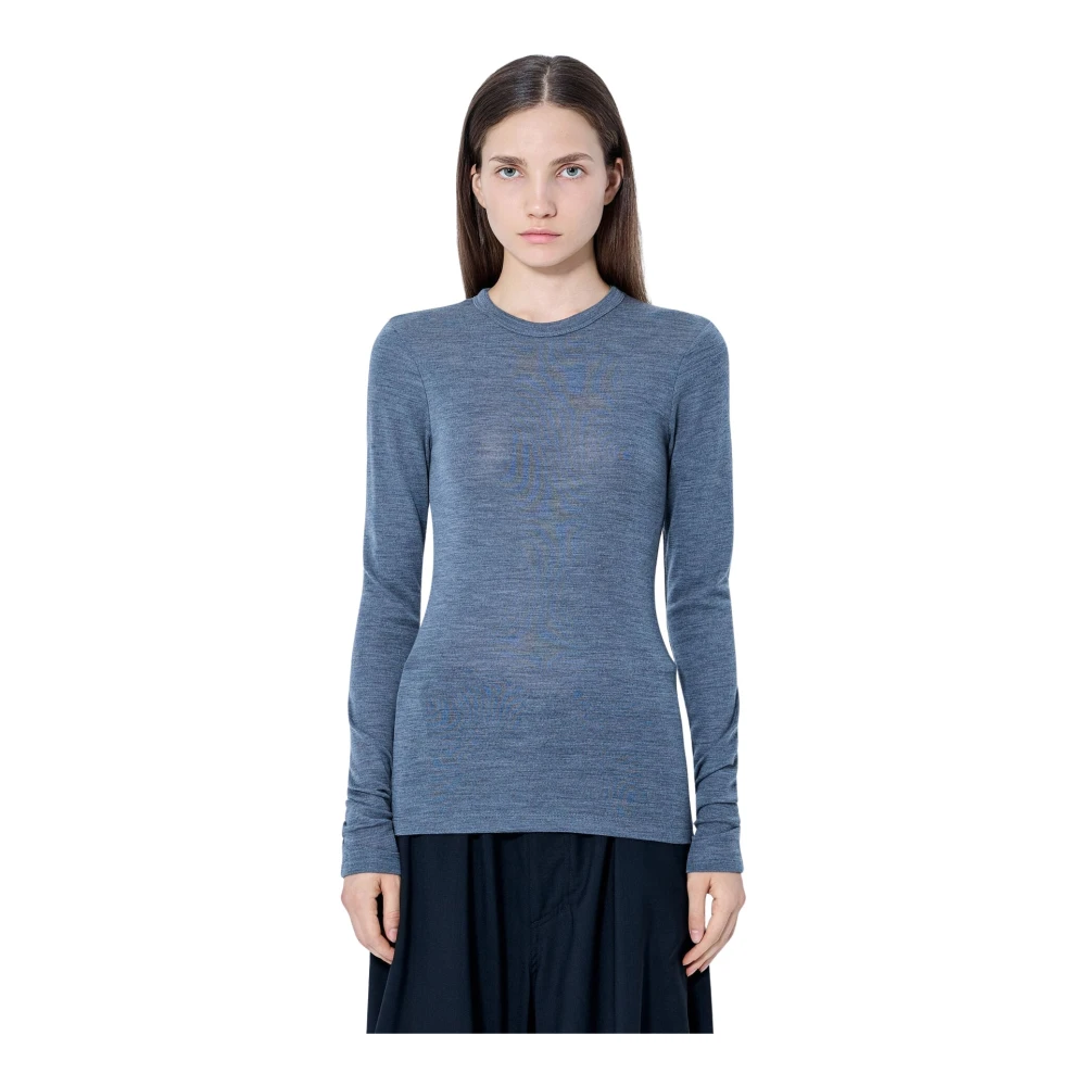 Róhe , Round-Neck Knitwear, Female, Gray, Xs, Fine Merino Long Sleeve
