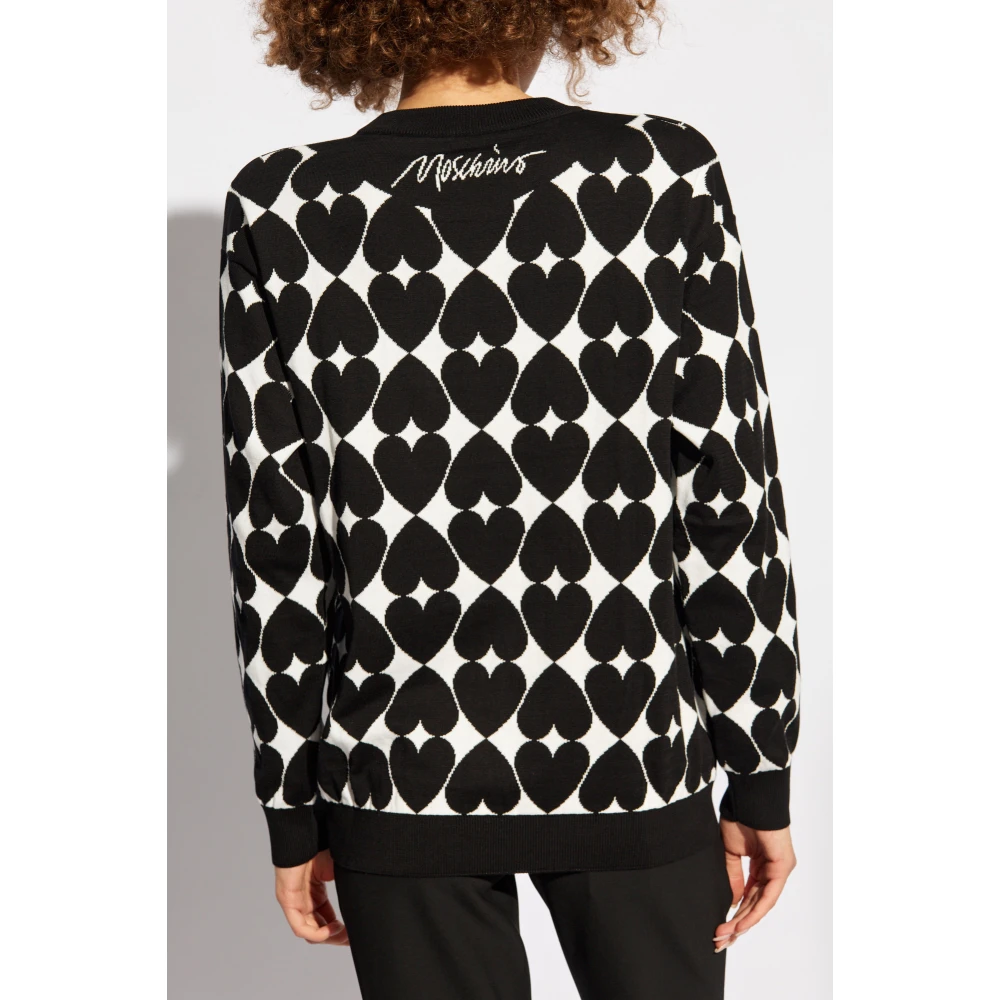 Moschino Trui met geborduurd patroon Black Dames
