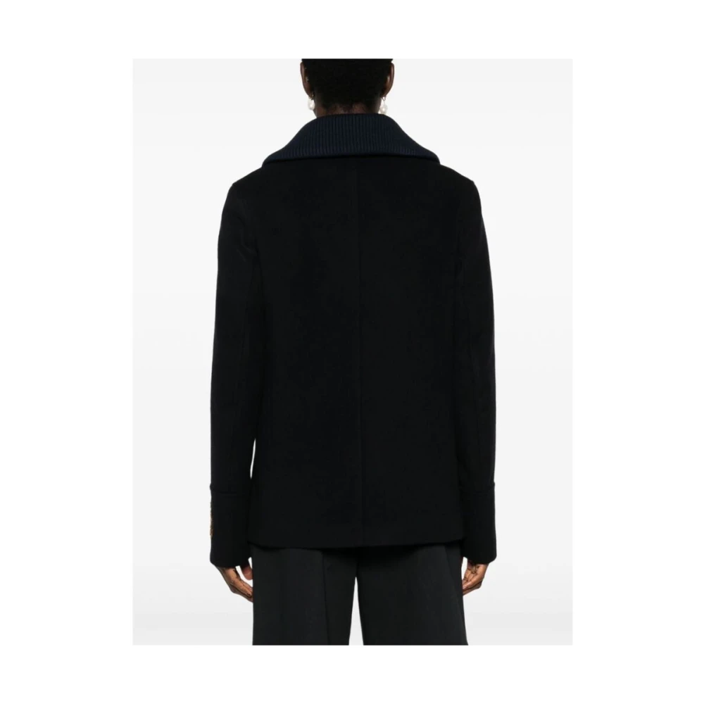 Sealup Navy Blue Wol-Kasjmier Jas Blue Dames