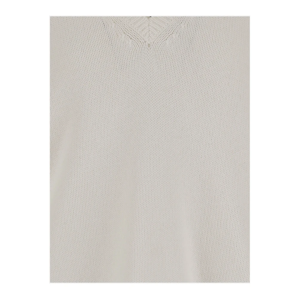allude Katoenen Kasjmier V-hals gebreide trui White Dames