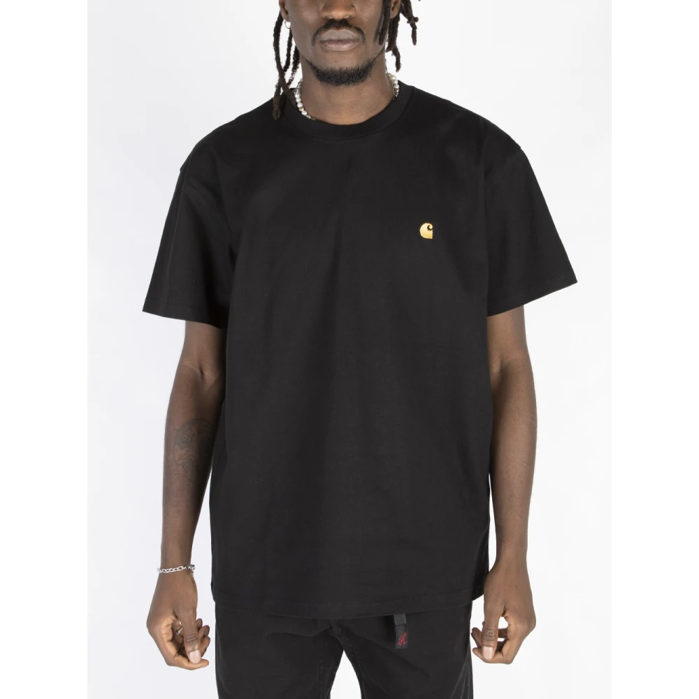 Carhartt WIP Zwarte T-shirts en Polos met geborduurd logo Black Heren