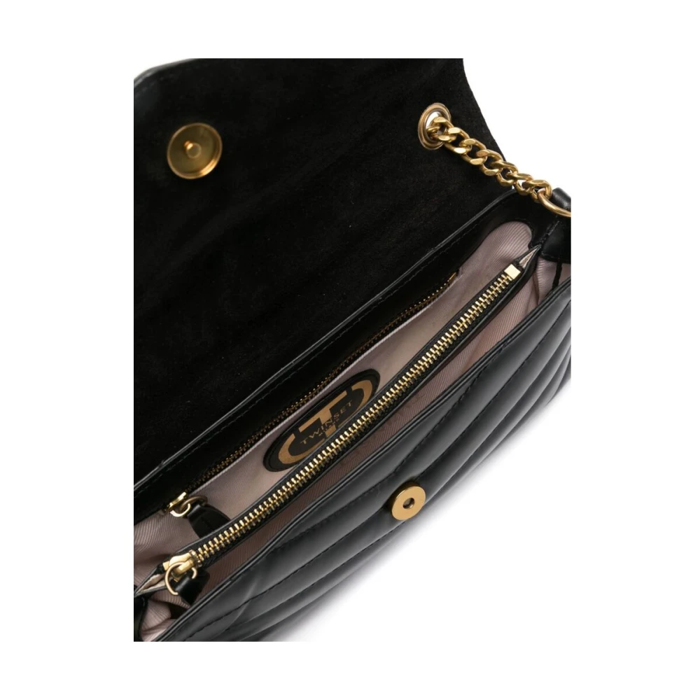 Twinset Schoudertas van gewatteerd leer Black Dames