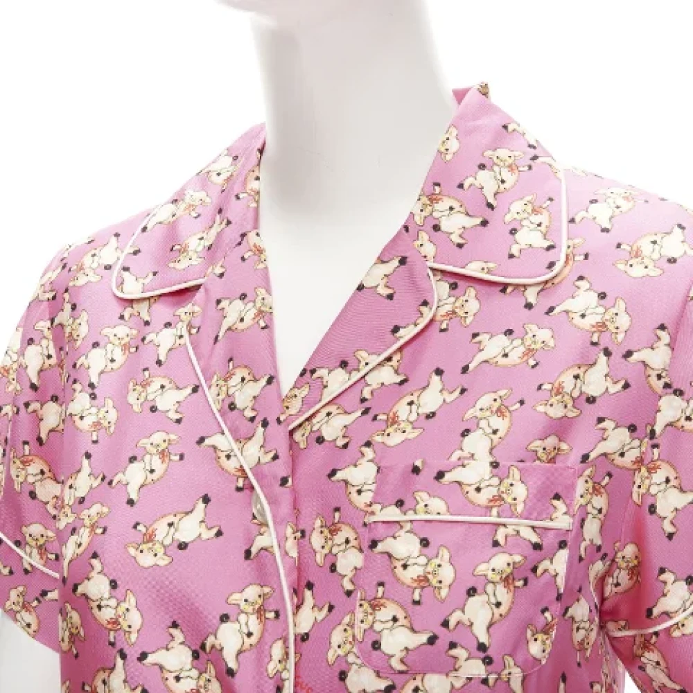 Gucci Vintage Tweedehands Roze Zijden Gucci Shirt Pink Dames