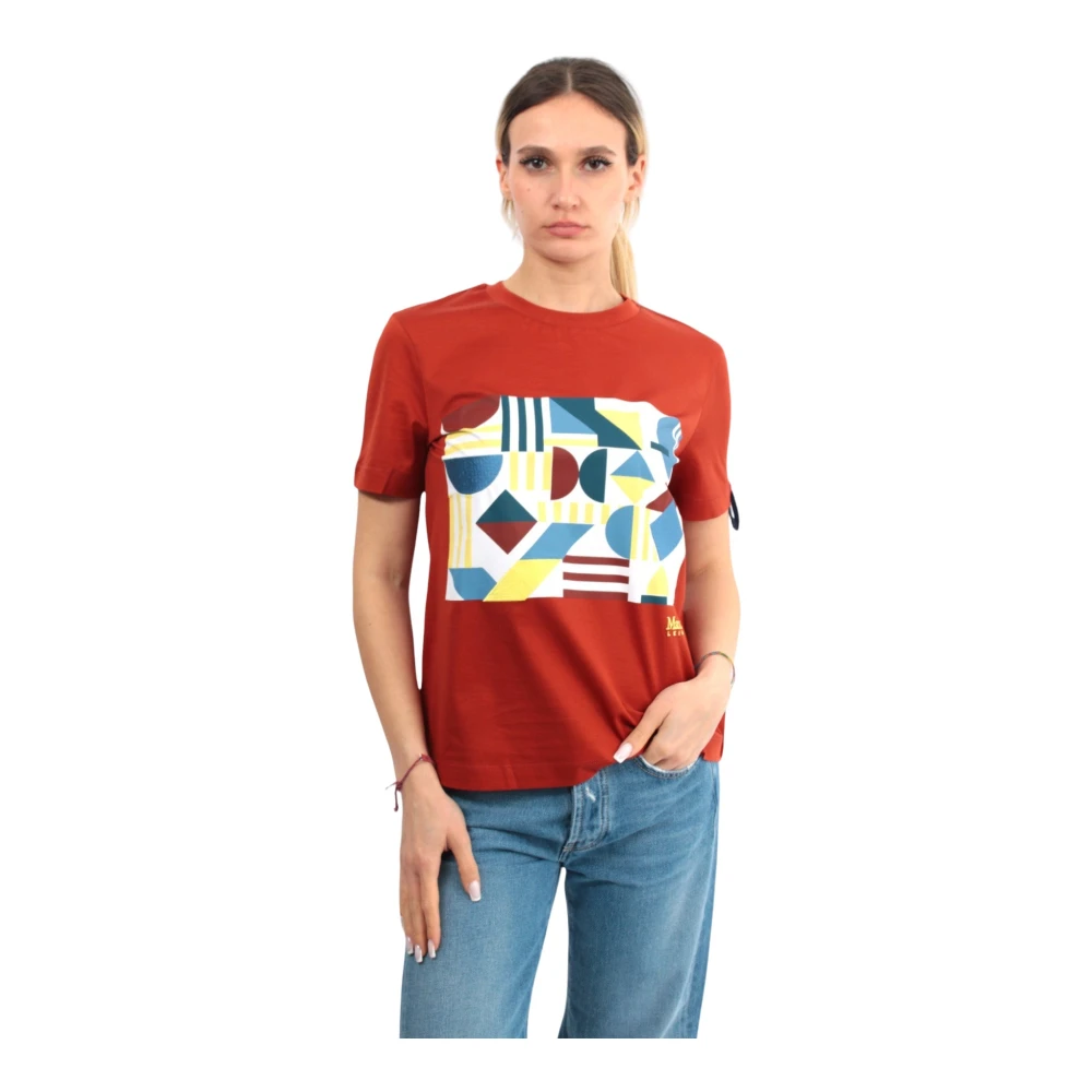 Max Mara Oranje T-shirt met Front Print Orange Dames