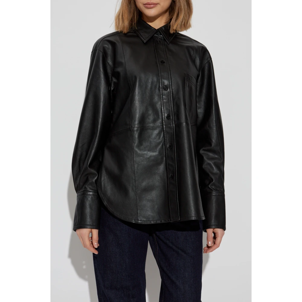 Victoria Beckham Leren overhemd Black Dames