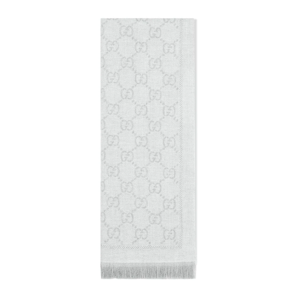 Gucci Handtekening GG Supreme Print Wollen Sjaal Gray Dames