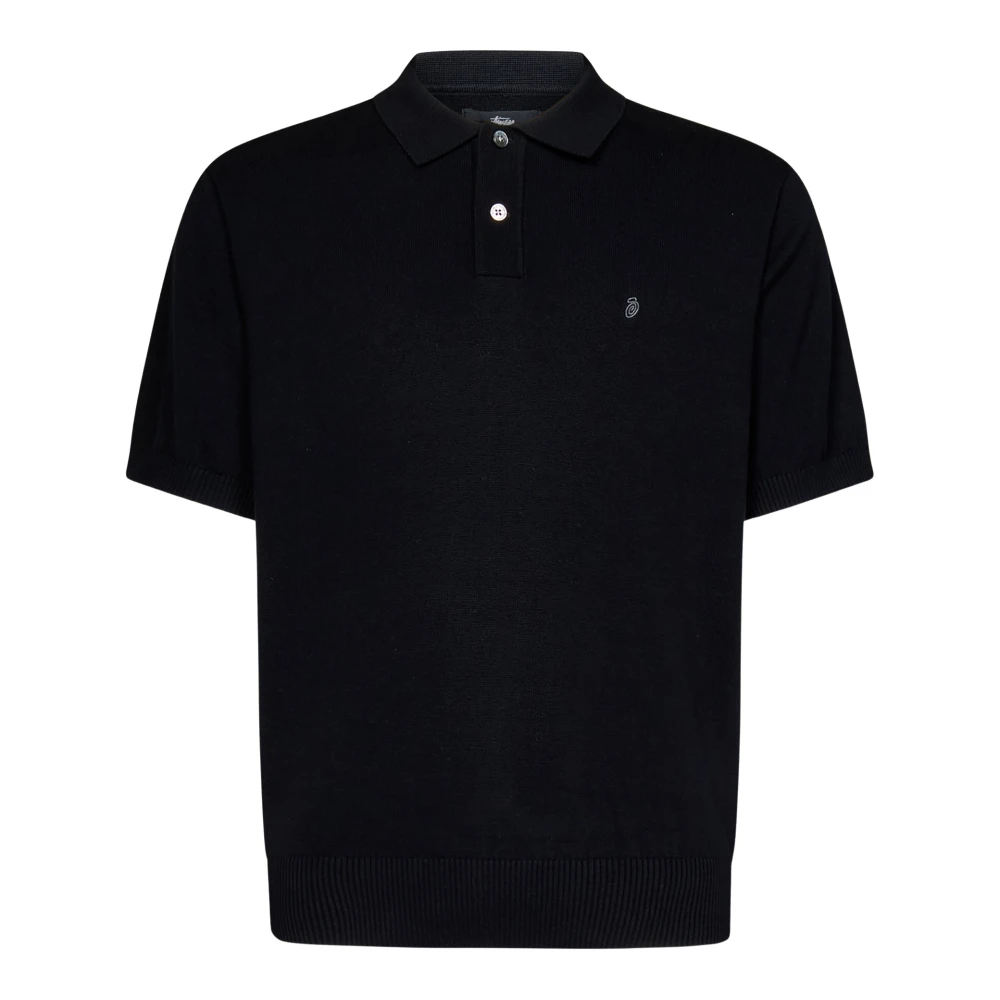 Stüssy Zwarte Katoenen Gebreide Poloshirt Black Heren