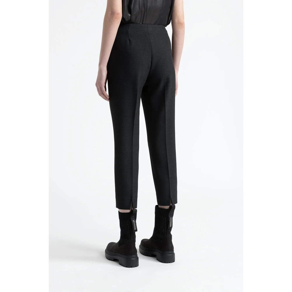 PESERICO Tweeweg stretchstof broek Black Dames