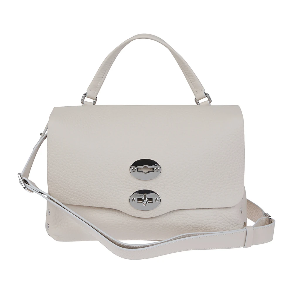 Zanellato Zwarte leren schoudertas met draaislot White Dames